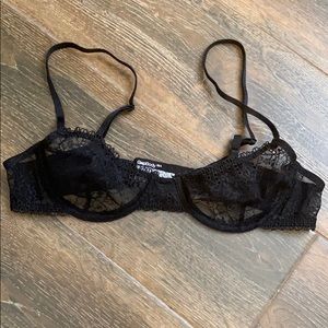 Unpadded black lace bra